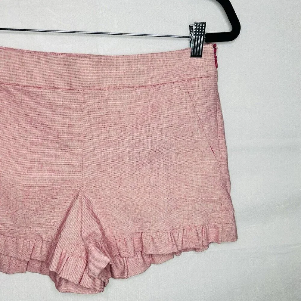 LOFT Pink Chino Shorts Size 2 (30x3.5) Ruffle Hem Flat Front Casual Mid-Rise NWT